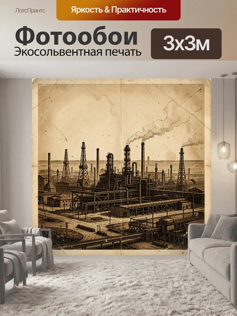 Фотообои Нефтеперерабатывающий комплекс с вышками