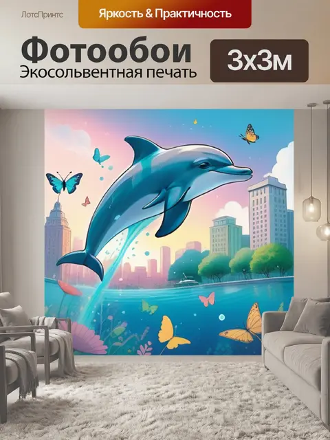 Фотообои дельфин в городе