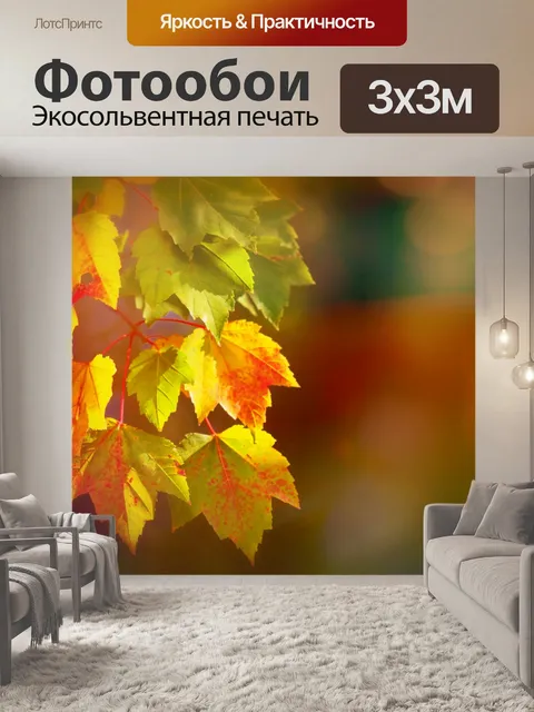 Фотообои Осенние листья ветка дерева лес