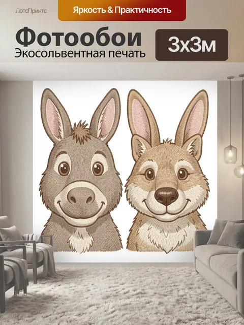 Фотообои Два зайца с большими ушами