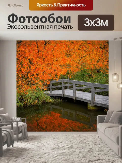 Фотообои оранжевый цвет: вездесущая осень окутала лес, покрасив листву в яркие оранжевые и красные оттенки