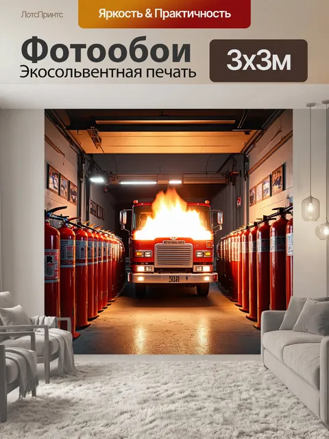 Фотообои одна из сцен на пожарной станции