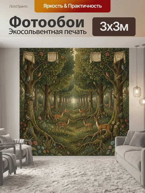 Фотообои Сказочный лес с оленями