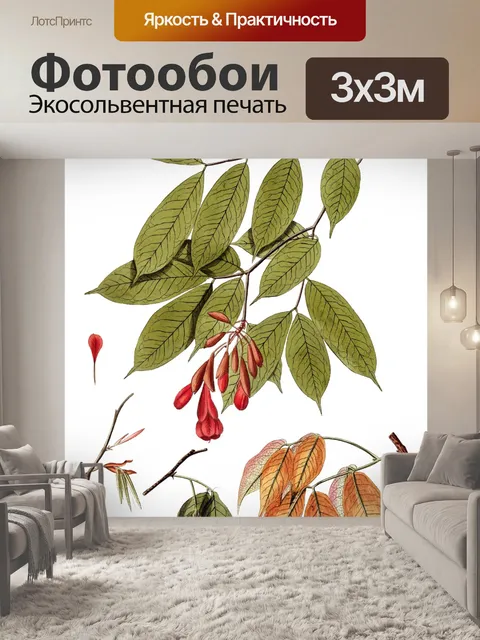 Фотообои Листья ботанический старинный клипарт