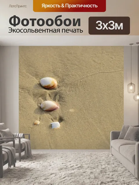 Фотообои Несколько морских раковин на песчаном пл