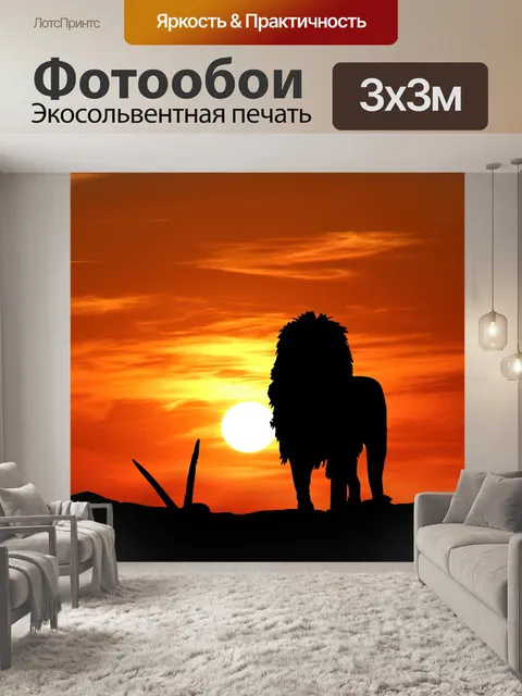 Фотообои Силуэт льва на закате