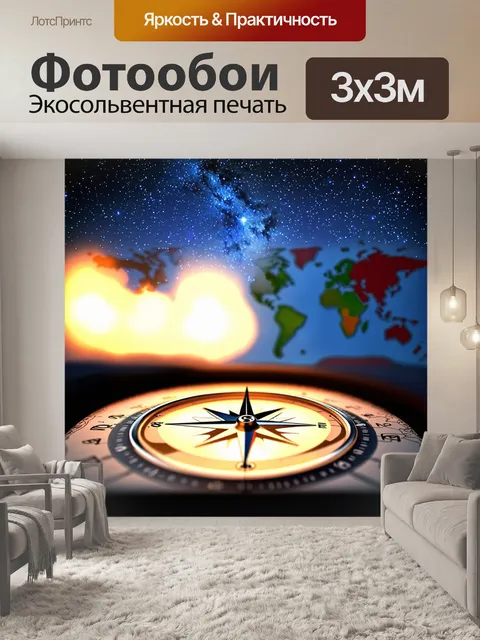 Фотообои создайте атмосферное изображение с компасом под ярким звездным небом
