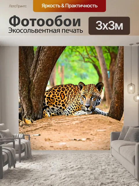 Фотообои животные в стиле гранж, изображающие ягуаров, прячущихся в затененных деревьях заброшенного парка