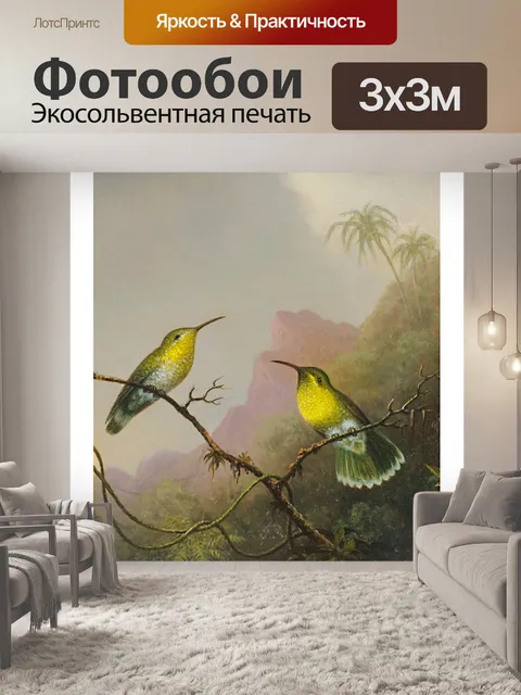 Фотообои Винтаж Искусство Птицы Колибри