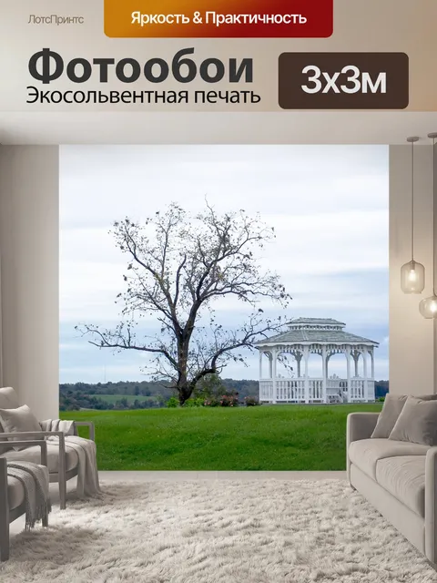 Фотообои Беседка в поле зеленое