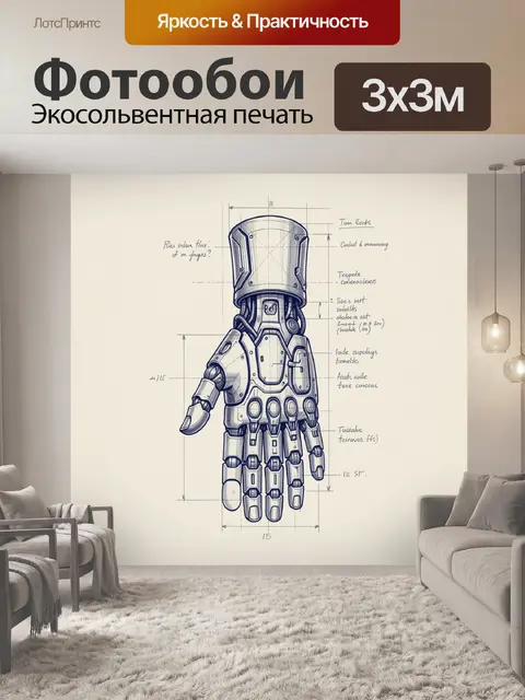 Фотообои Чертеж механической руки