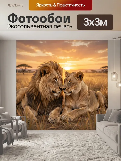 Фотообои Львиная пара на закате
