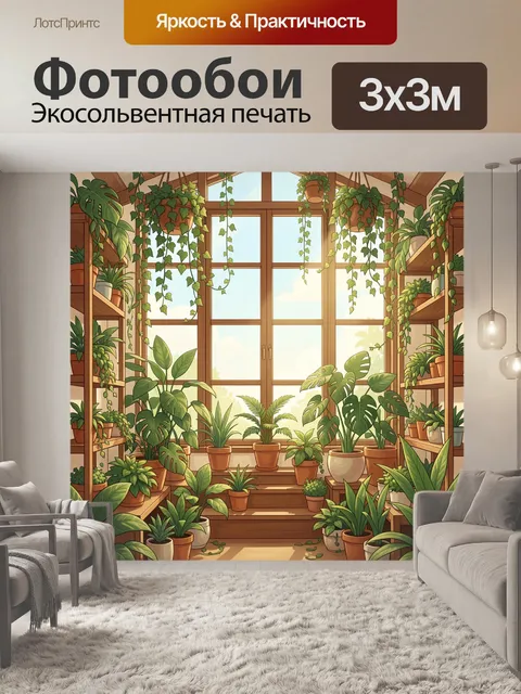 Фотообои Уютная оранжерея с тропическими растениями
