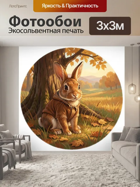 Фотообои Осенний кролик у дерева