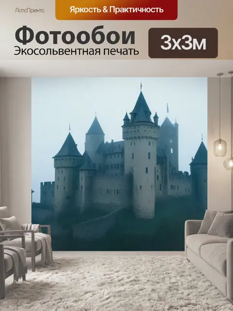 Фотообои древний замок, окруженный туманом и секретами