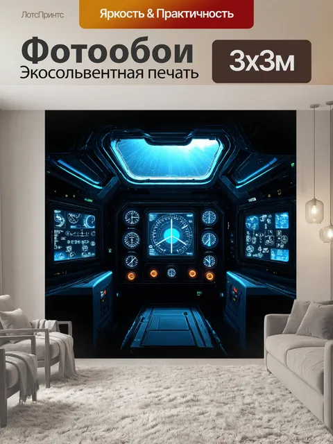 Фотообои детальная панель приборов в кабине космического корабля