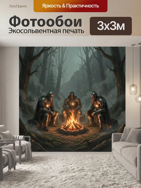 Фотообои Рыцари у костра в лесу