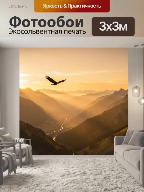 Фотообои Орёл в лучах закатного неба