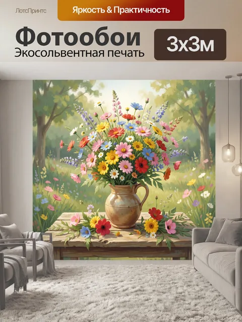 Фотообои Полевые цветы в кувшине