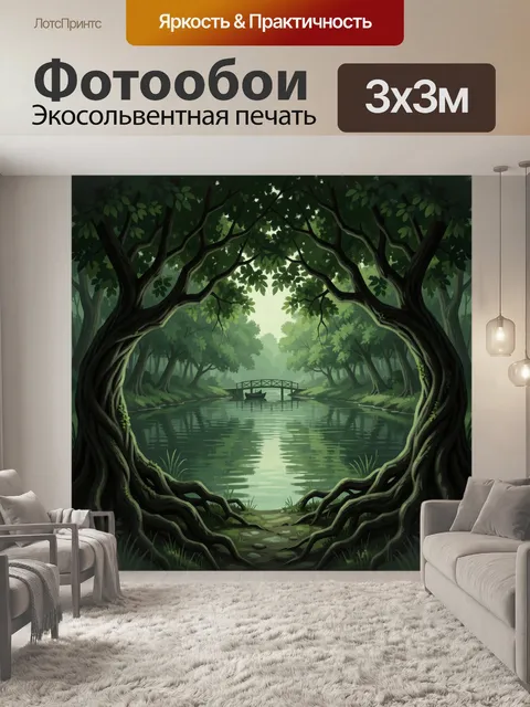 Фотообои Арочный портал в лесное озеро