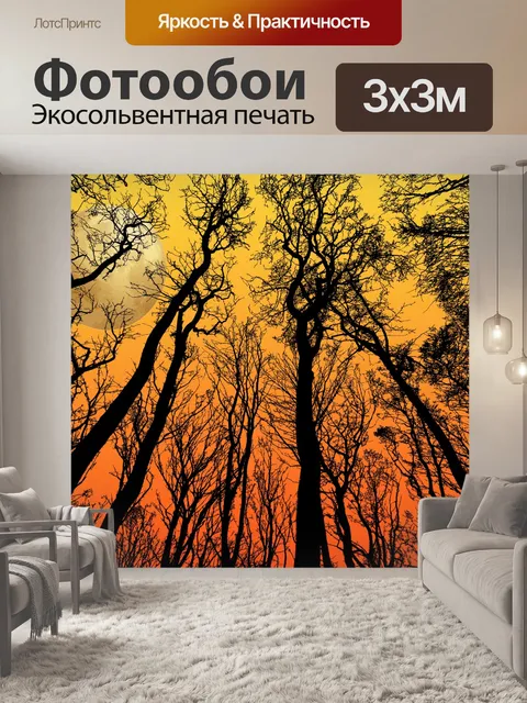Фотообои Полнолуние деревья силуэт
