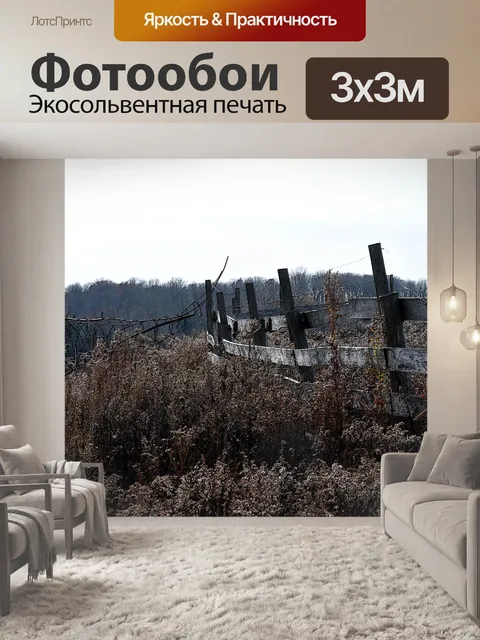 Фотообои Старый деревянный забор в полях