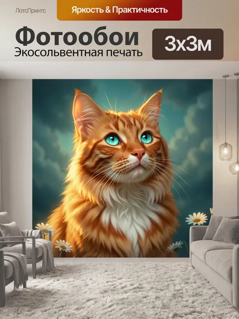 Фотообои Рыжий кот с голубыми глазами