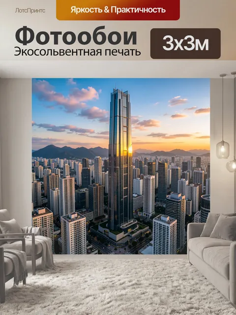 Фотообои Ультравысокий футуристический небоскреб в центре кадра