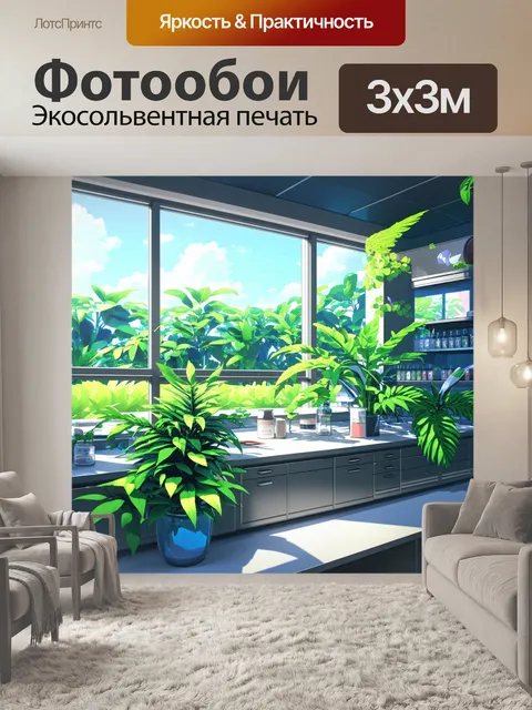 Фотообои лаборатория с экзотическими растениями