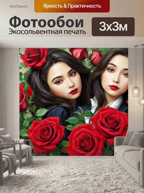 Фотообои с розами красными