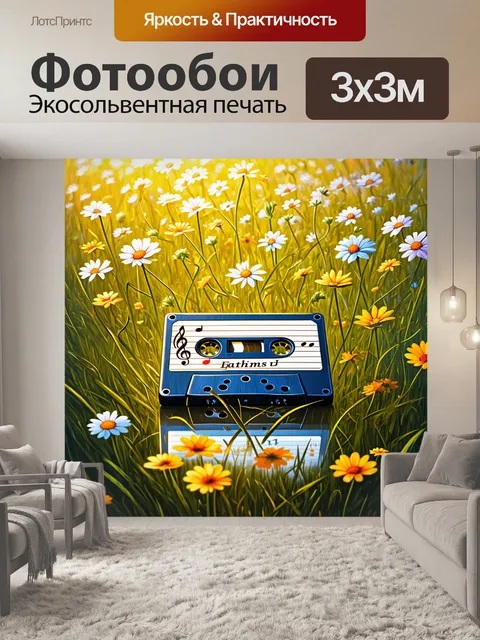 Фотообои лежащая в траве кассета