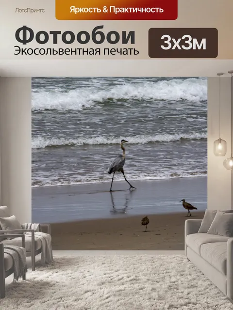 Фотообои голубая цапля и локон