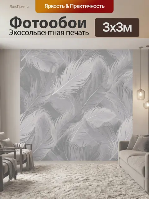 Фотообои Серые перья в мягком градиенте