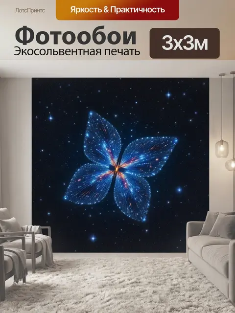 Фотообои бабочка, сделанная из звёзд и космоса