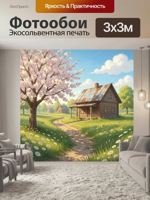 Фотообои Весенний деревенский пейзаж