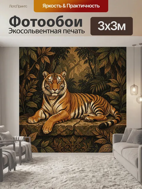Фотообои Тигр в тропических джунглях
