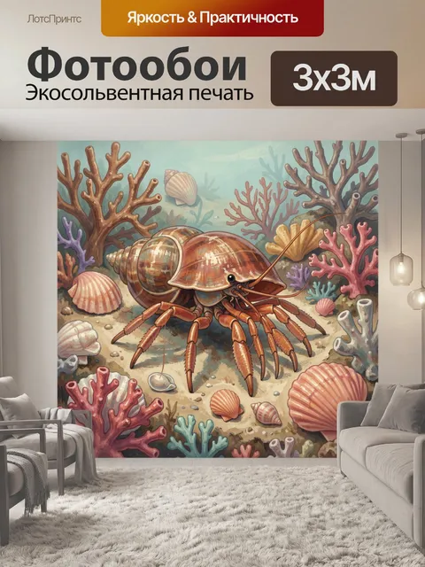 Фотообои Морская черепашка среди кораллов