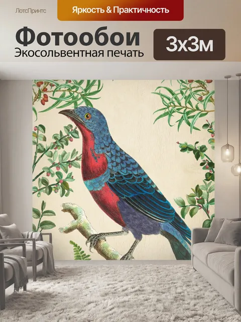 Фотообои Винтажное искусство тропическая птица
