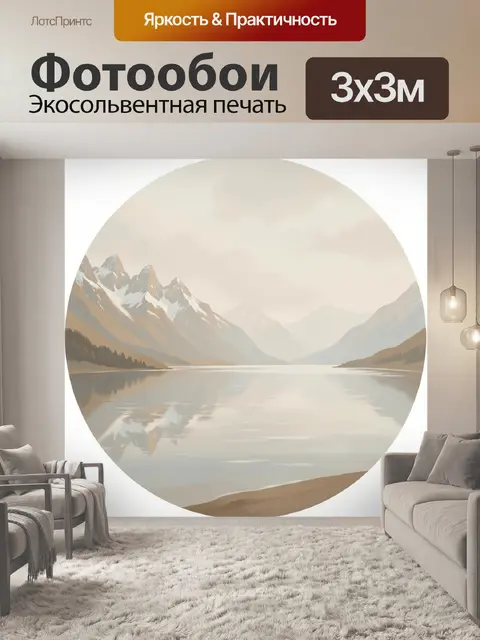 Фотообои Горное озеро в тумане