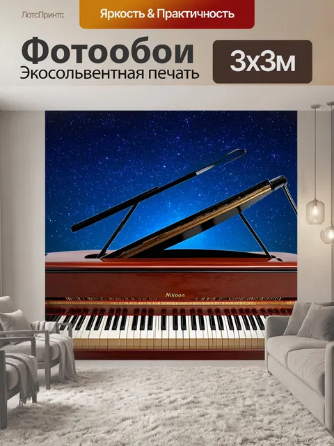 Фотообои пианино, играющее под звездным небом