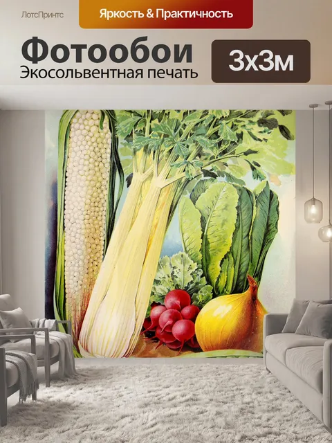 Фотообои Овощи Винтаж Иллюстрация