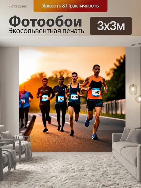 Фотообои подготовка к марафону на закате