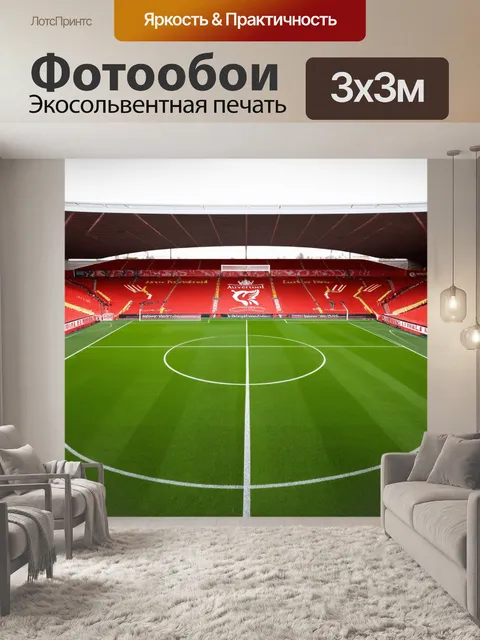 Фотообои футбольное поле энфилда с идеально прямыми линиями и геометрическими формами