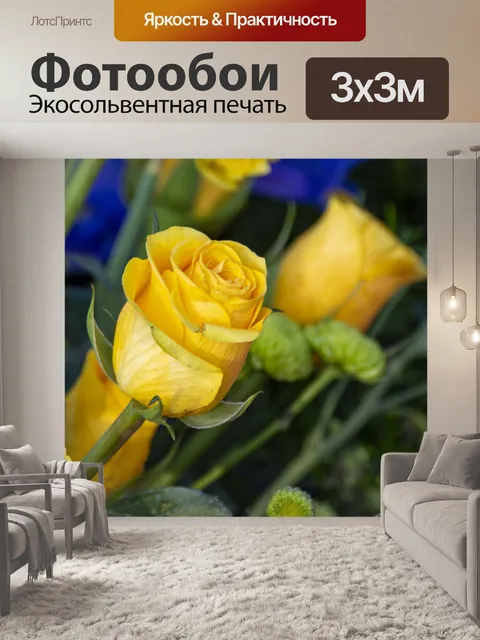 Фотообои Желтый бутон розы