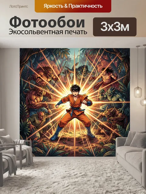Фотообои Воин против лесных чудовищ