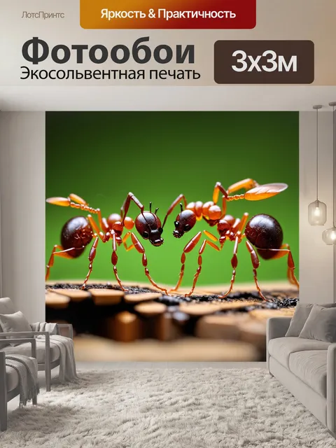 Фотообои используйте стиль стимпанка для изображения муравьев, строящих миниатюрные механизмы из металла и дерева