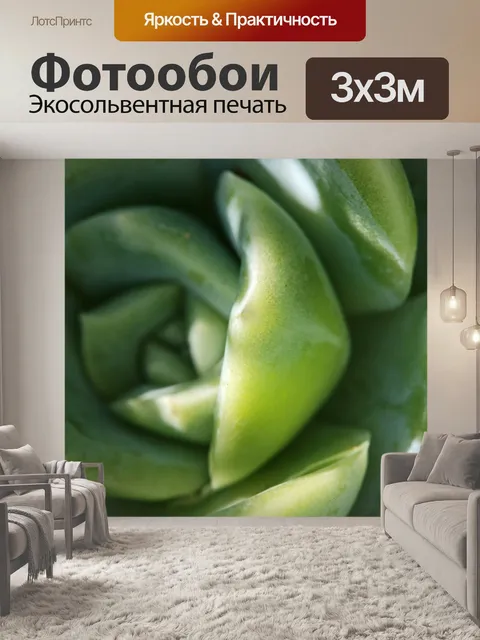 Фотообои светло-зеленые сочные листья