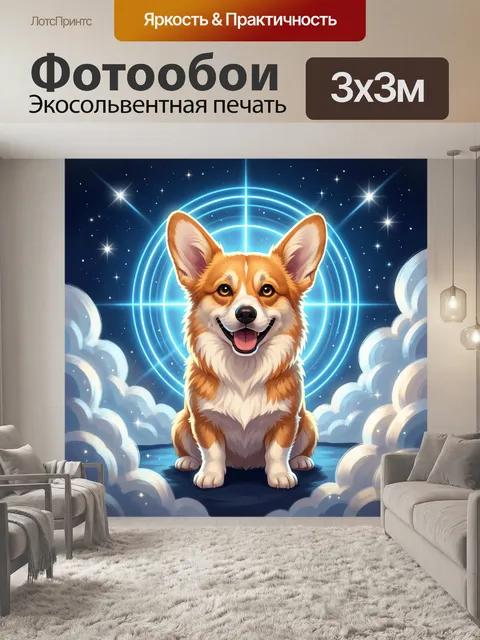 Фотообои Улыбающийся корги в космосе