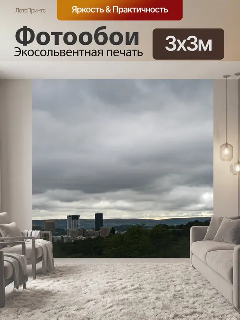 Фотообои вид облачного неба над городом