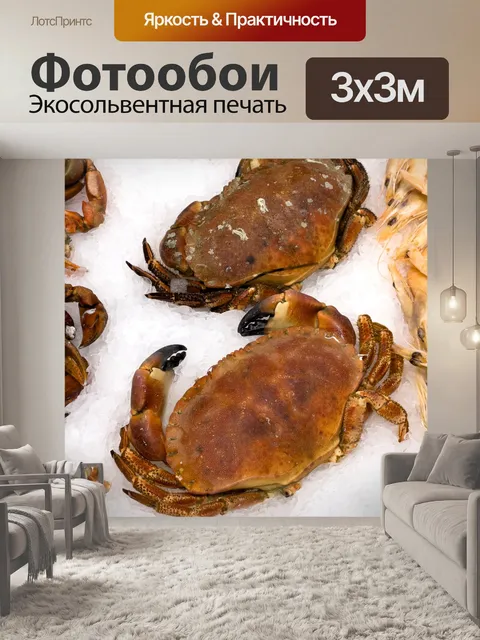Фотообои Свежие крабы на льду